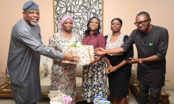 NiDCOM Staff Celebrate Abike Dabiri-Erewa on Birthday with Gifts, Heartfelt Gestures